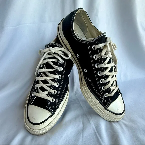 9.5 Mens/11.5 Womens Converse All Star Classic Black/White Canvas Low Tops - Picture 2 of 11